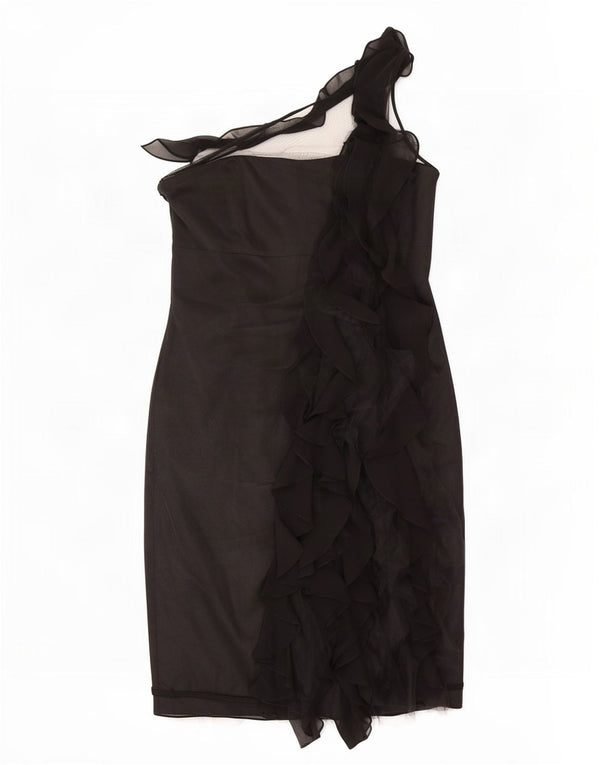 Karen Millen Damen One-Shoulder-Kleid UK 12 Mittelschwarze Seide