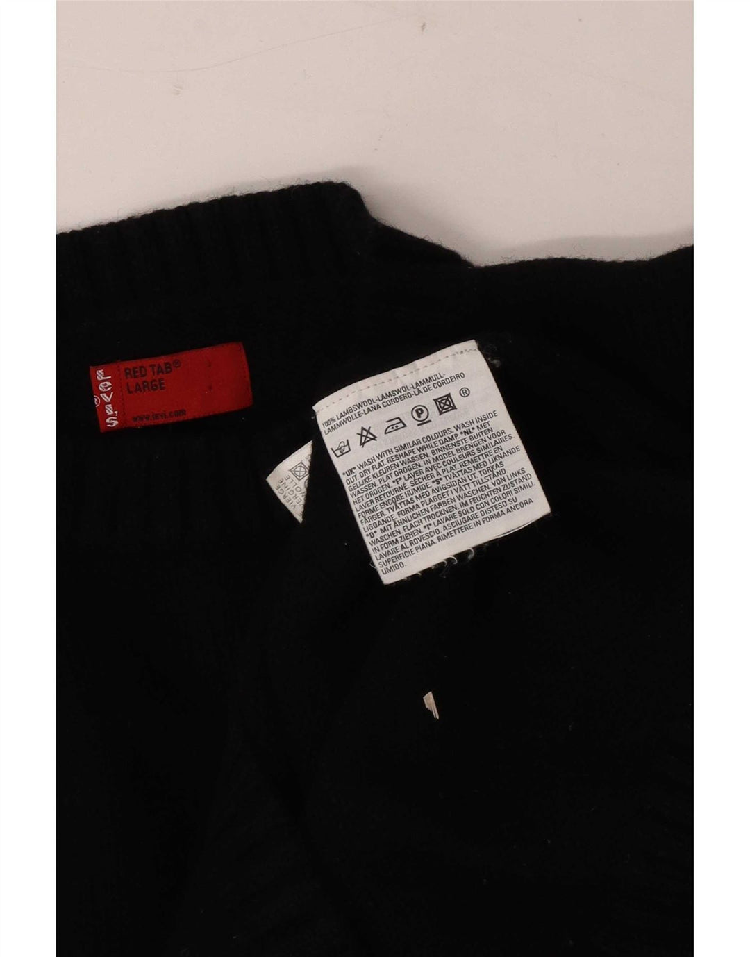 Levi's Herren-Pullover mit Rundhalsausschnitt, Größe L, schwarze Lammwolle
