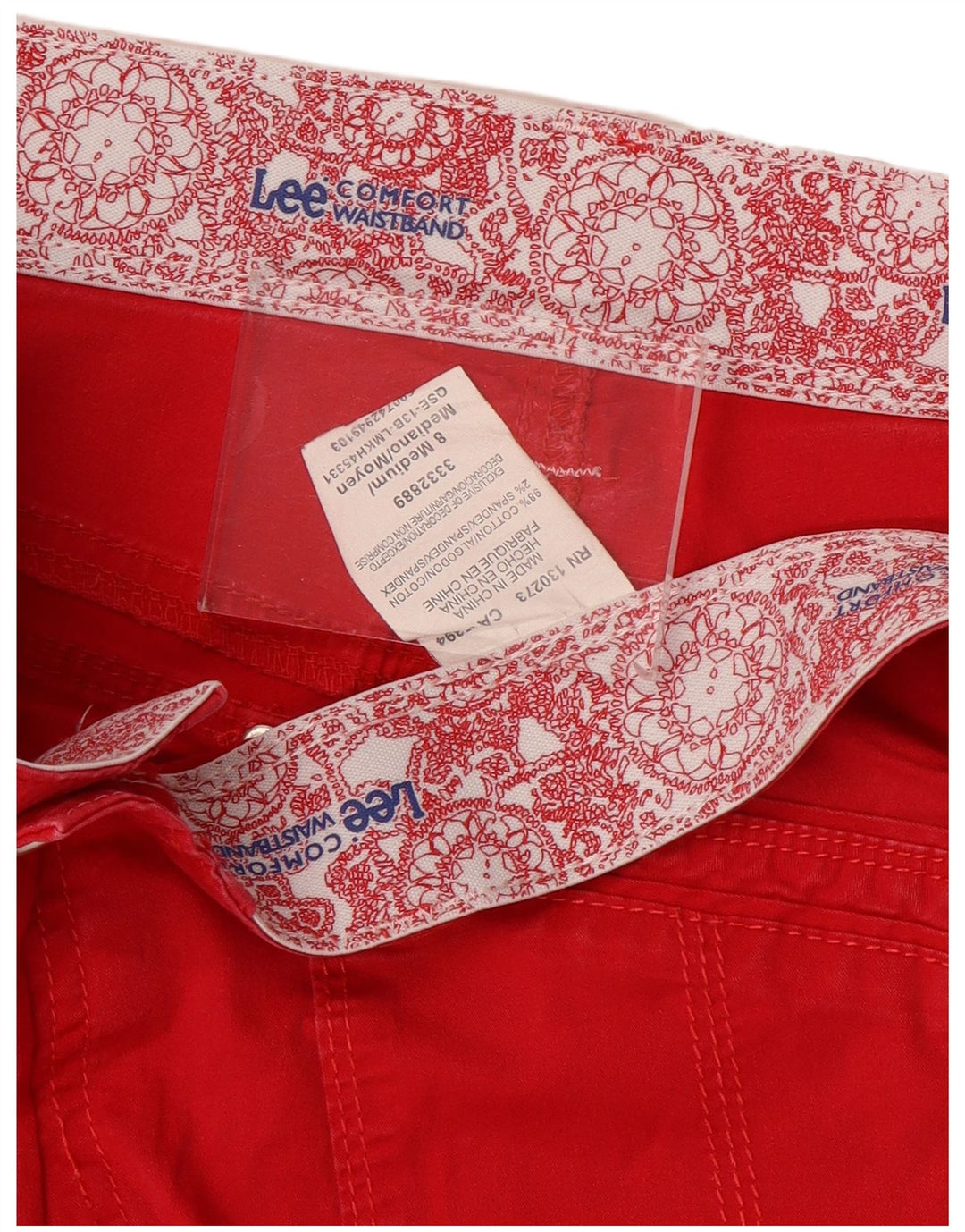 LEE Damen Comfort Fit Bermudashorts US 8 Medium W30 Rote Baumwolle