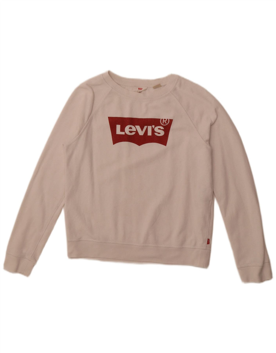 LEVI'S Womens Graphic Sweatshirt Jumper UK 10 Small White Cotton