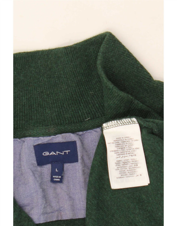 Gant Herren-Pullover mit Reißverschluss am Hals, große grüne Baumwolle