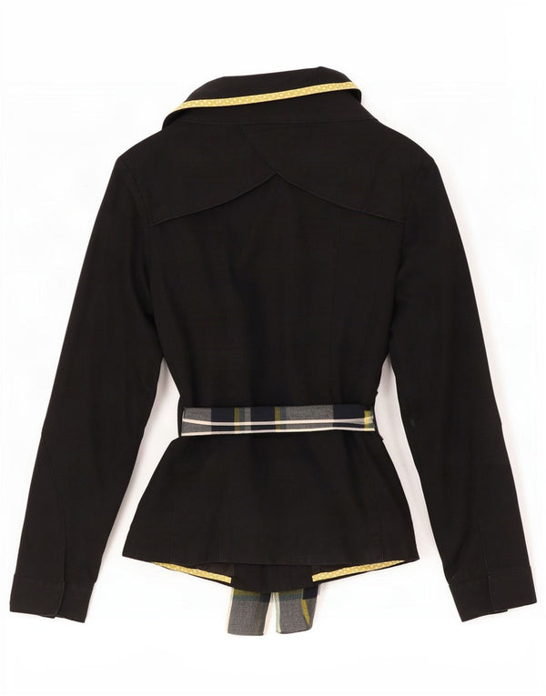 Vila Damen Kurzmantel UK 10 Small Schwarz Baumwolle