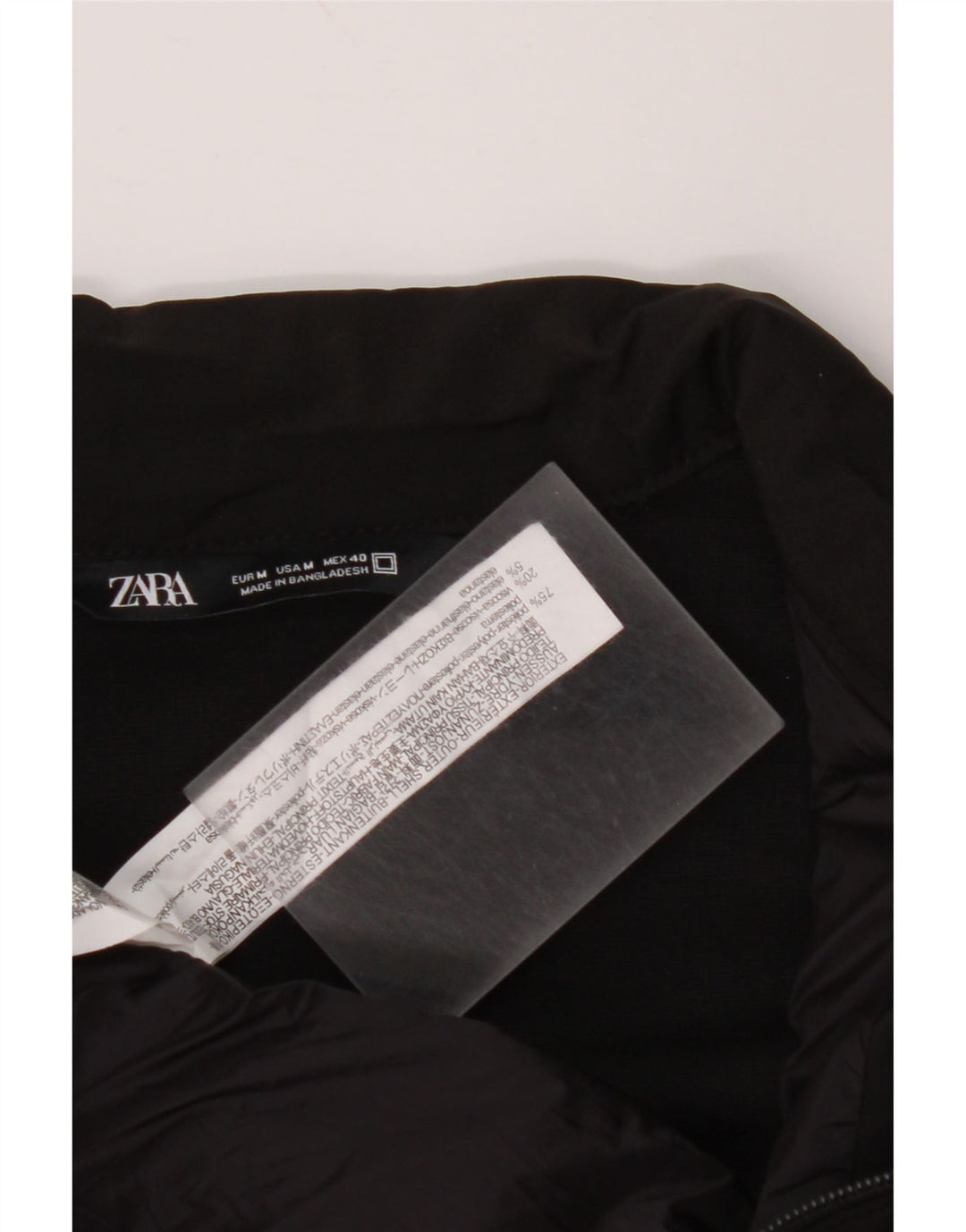 ZARA Herren Wattierte Jacke UK 38 Medium Schwarz Polyester