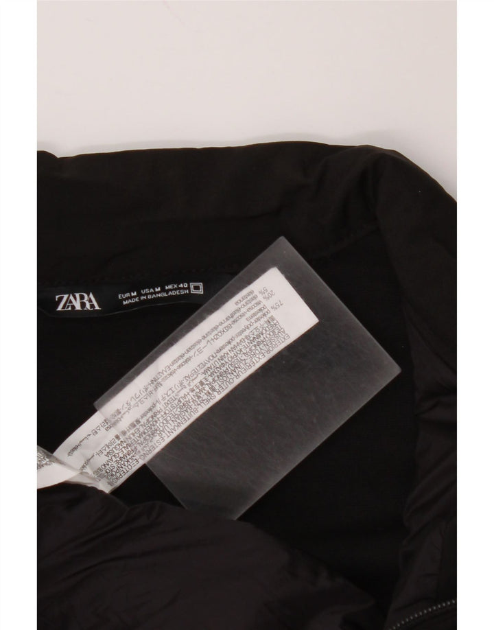 ZARA Herren Wattierte Jacke UK 38 Medium Schwarz Polyester