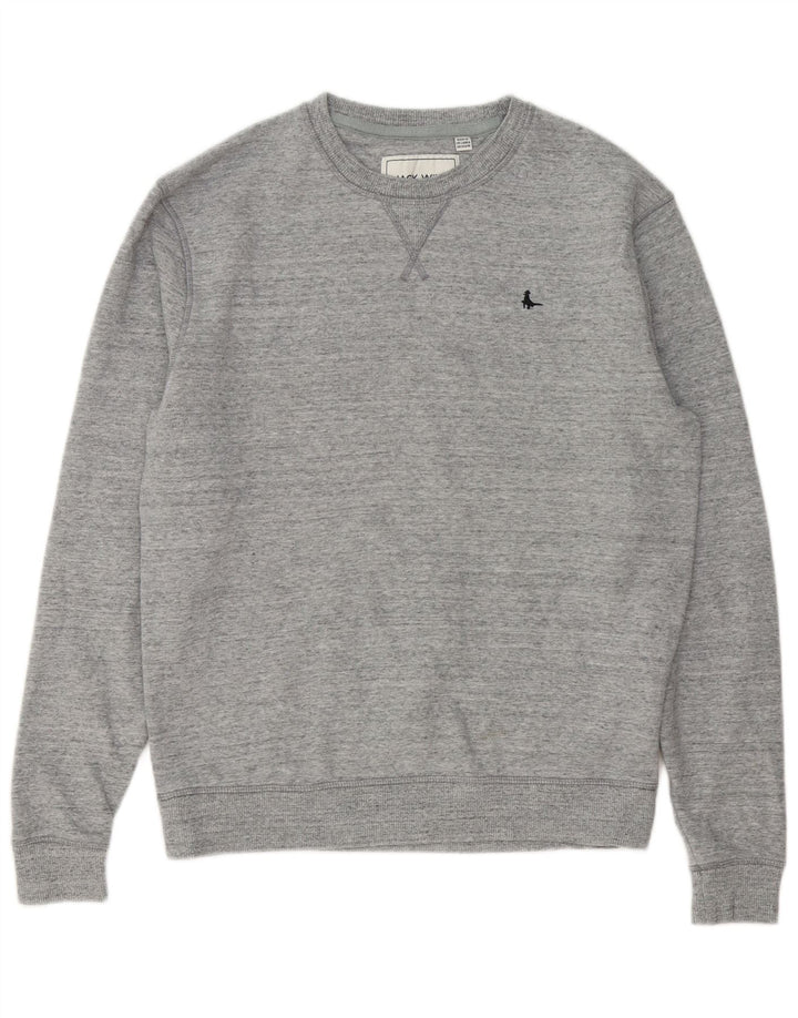 Jack Wills Herren-Sweatshirt, Pullover, XS, grau gefleckte Baumwolle