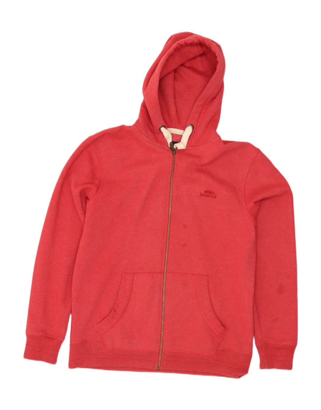 Weird Fish Herren-Kapuzenpullover mit Reißverschluss, mittelrote Baumwolle