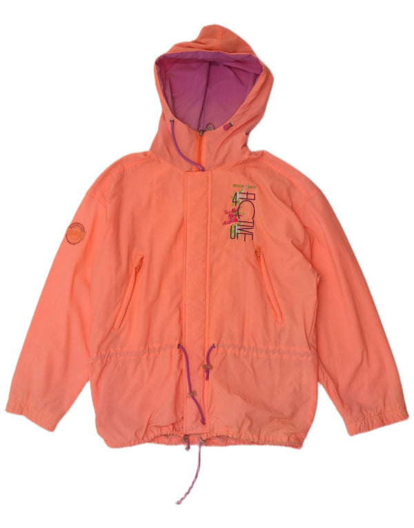 Diadora Damen Übergroße grafische Kapuzen-Regenjacke UK 14 Mittelrosa