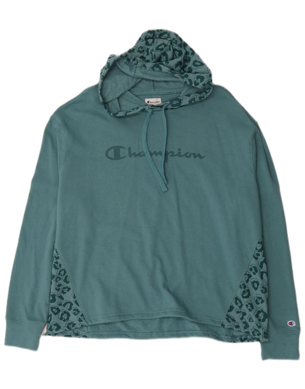 Champion Damen-Pullover mit grafischem Kapuzenpullover, Gr. 16, großes blaues Tiermuster