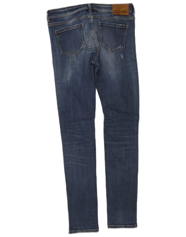 Zara Damen Distressed Mid Rise Skinny Jeans EU 38 Small W30 L29 Blau