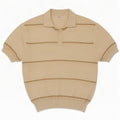 Vintage Herren Poloshirt Mittelbeige gestreift Polyacryl