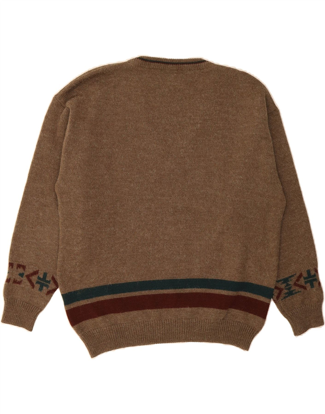 DULCAMARA Mens V-Neck Jumper Sweater Large Brown Fair Isle Vintage Dulcamara and Second-Hand Dulcamara from Messina Hembry 
