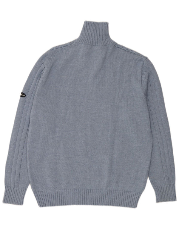 Navigare Herren-Pullover mit Reißverschluss am Hals, 2XL, blaue Schurwolle