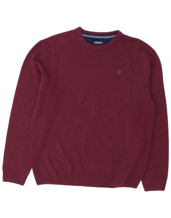MCNEAL Herren-Pullover mit Rundhalsausschnitt, 2XL, burgunderrote Lammwolle
