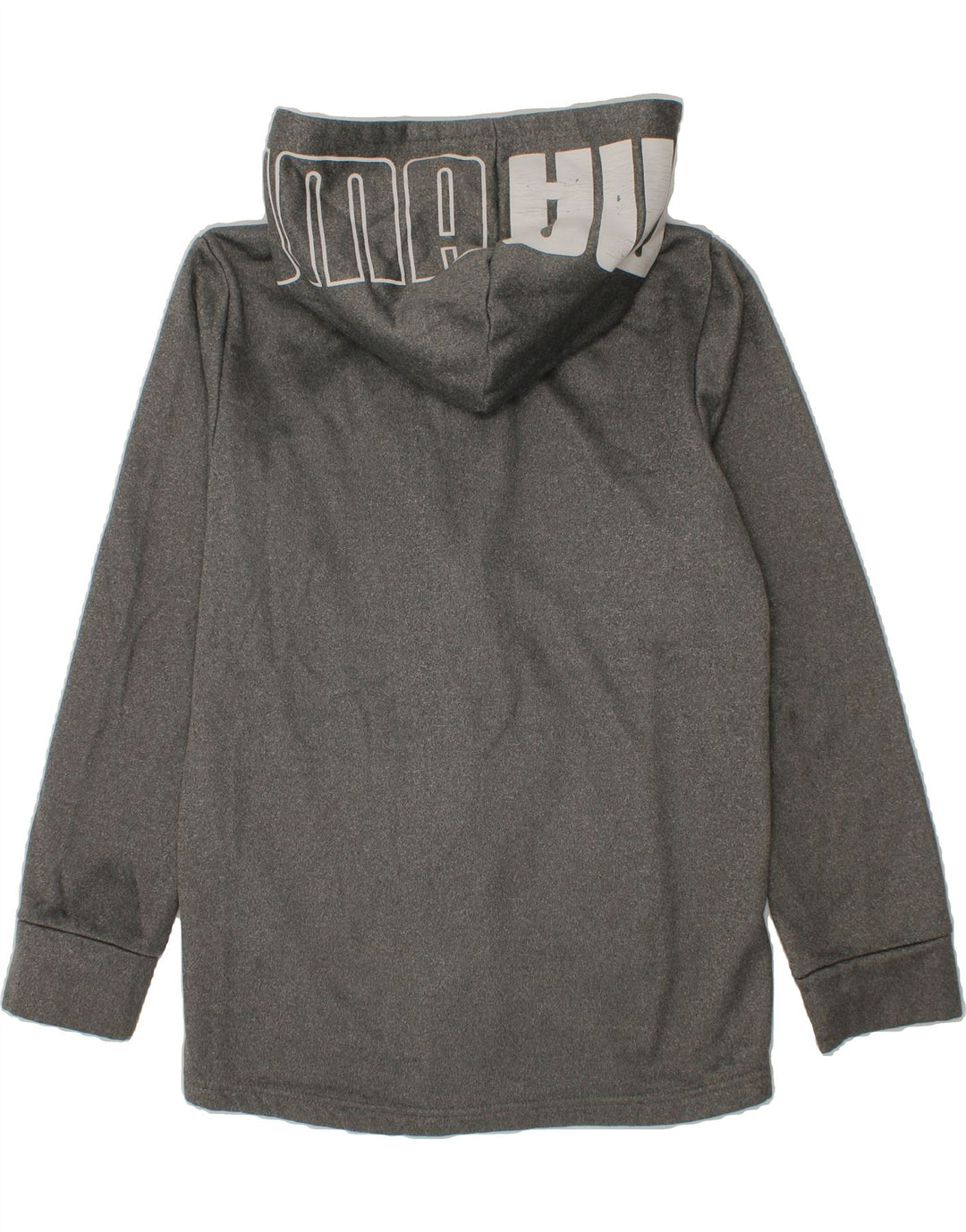 PUMA Boys Graphic Zip Hoodie Sweater 9-10 Years Medium Grey Polyester Vintage Puma and Second-Hand Puma from Messina Hembry 