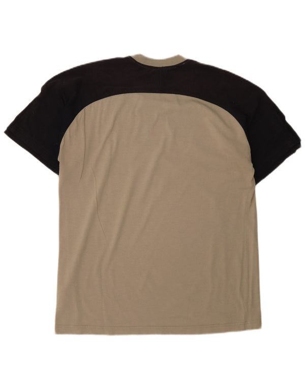 Adidas Mens T-Shirt Top UK 38/40 Medium Beige Colourblock Cotton