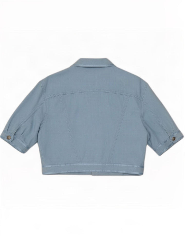 Roccobarocco Damen Crop Graphic Jeansjacke IT 44 Mittelblau