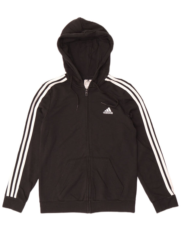 Adidas Damen Zip Hoodie Pullover UK 8/10 Small Schwarz Baumwolle