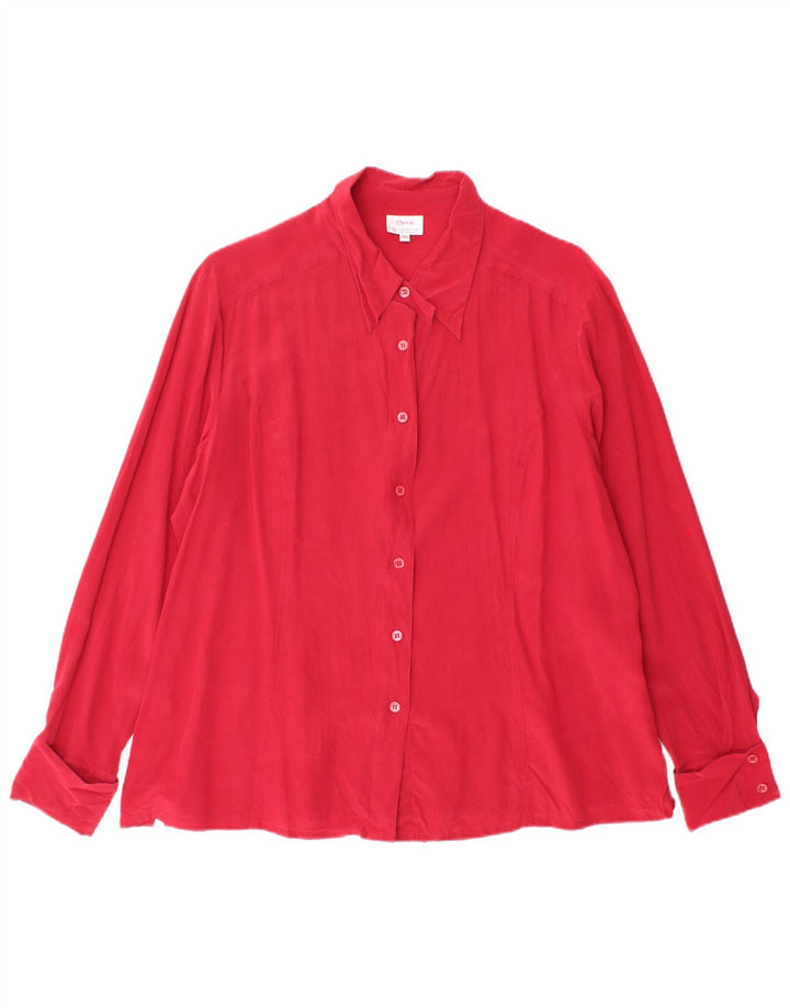 Cherie Damen Hemdbluse IT 50 XL Rote Seide