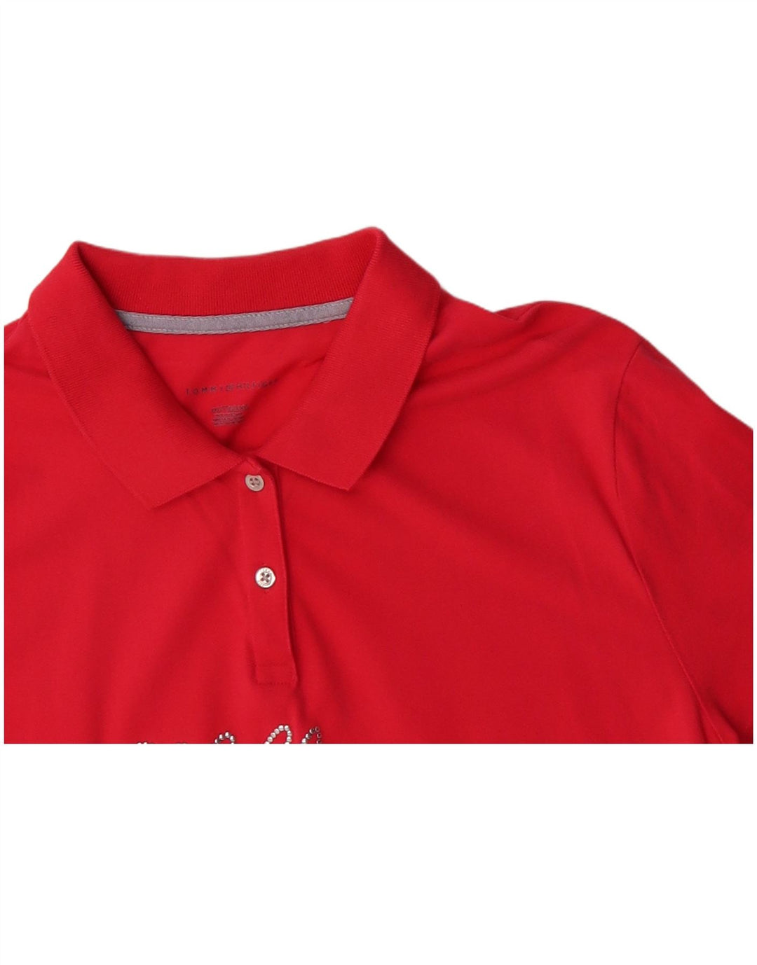 TOMMY HILFIGER Damen Grafik-Poloshirt UK 20 2XL Rote Baumwolle