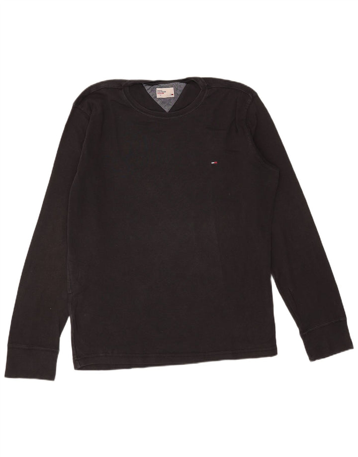 Tommy Hilfiger Herren-Top, langärmelig, groß, schwarze Baumwolle