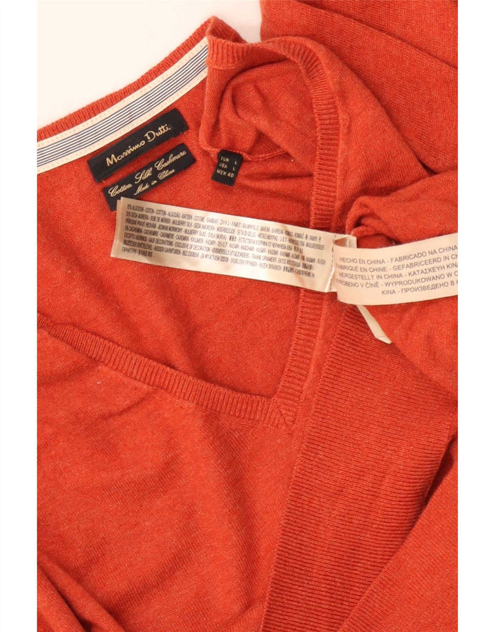 Massimo Dutti Herren-Pullover mit V-Ausschnitt, große rote Baumwolle