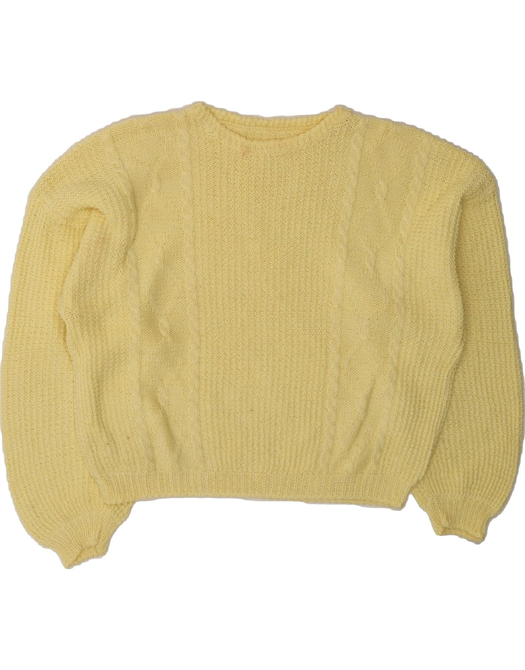 VINTAGE Womens Crop Oversized Crew Neck Jumper Sweater UK 14 Medium Yellow Vintage Vintage and Second-Hand Vintage from Messina Hembry 