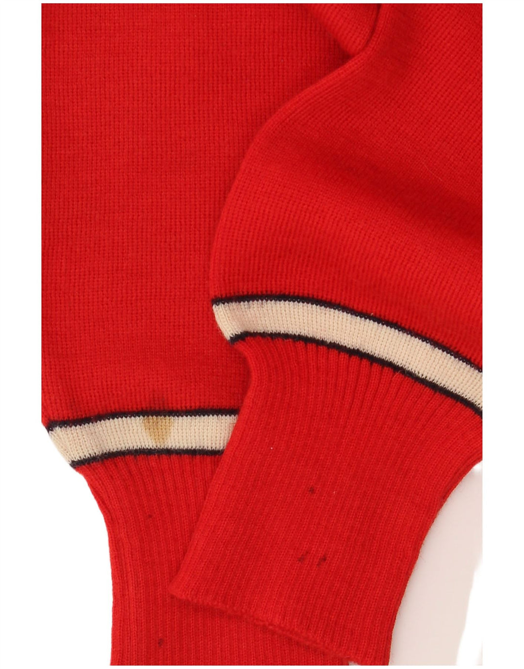 Vintage Damen Pullover mit Rundhalsausschnitt IT 54 3XL Rot gestreift