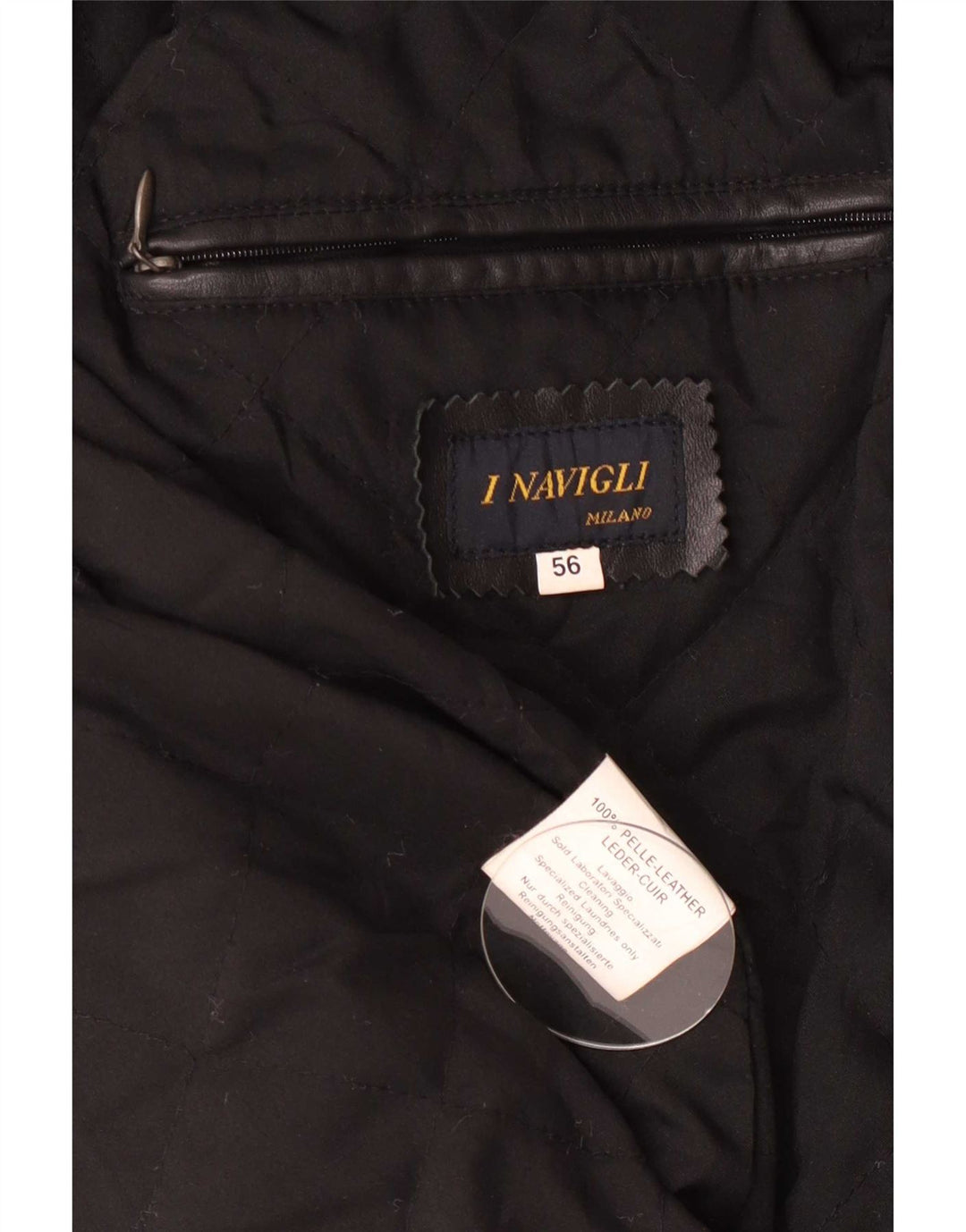 I NAVIGLI Herren Lederjacke IT 56 3XL Schwarz