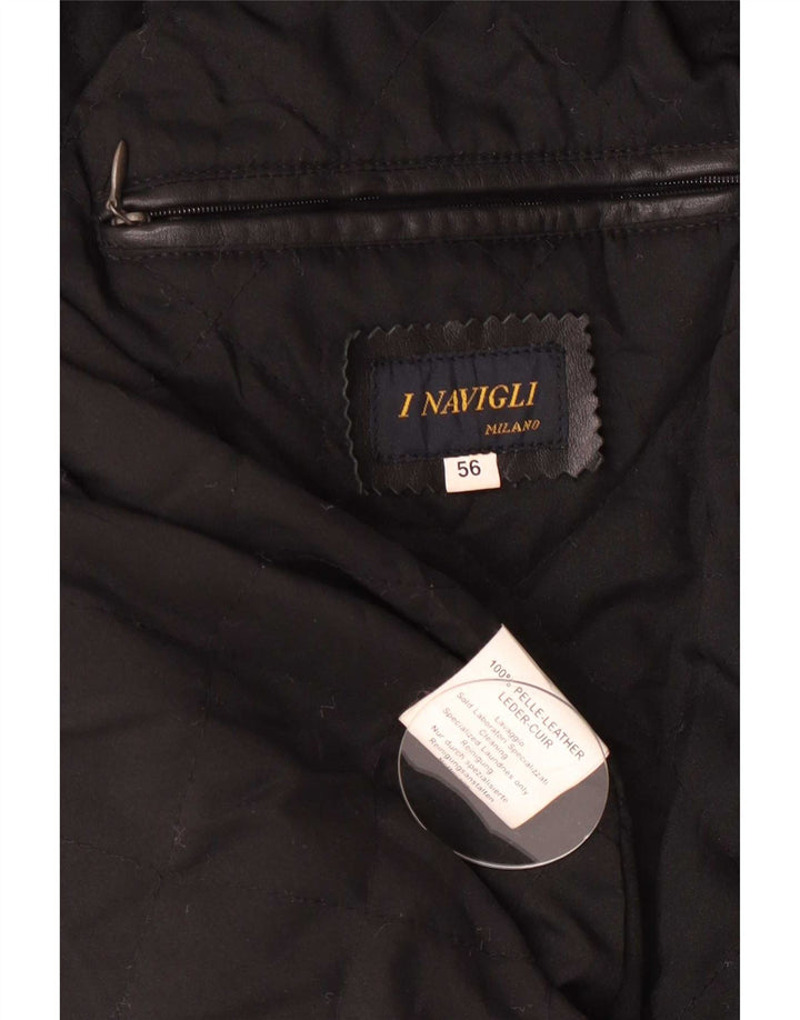 I NAVIGLI Herren Lederjacke IT 56 3XL Schwarz