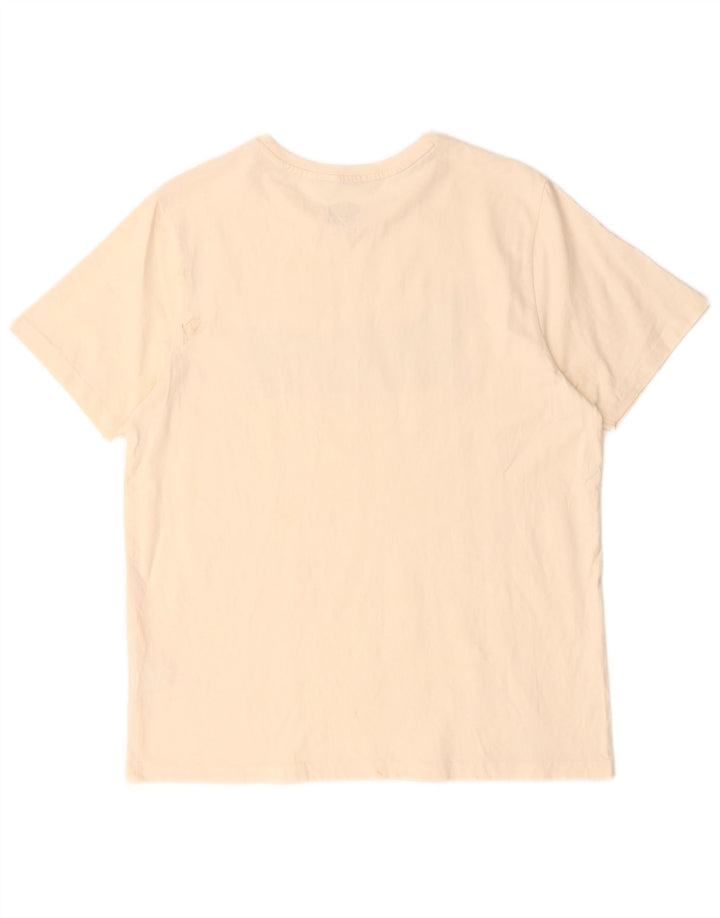 Animal-Grafik-T-Shirt-Oberteil für Herren, mittelgroß, cremefarbene Baumwolle