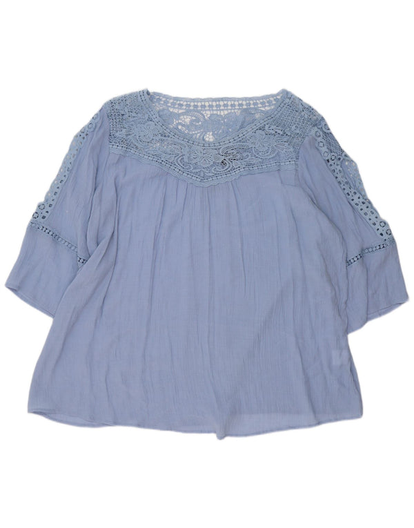 Marks & Spencer Damen Autograph 3/4-Ärmel-Blusenoberteil, UK 26 5XL, Blau