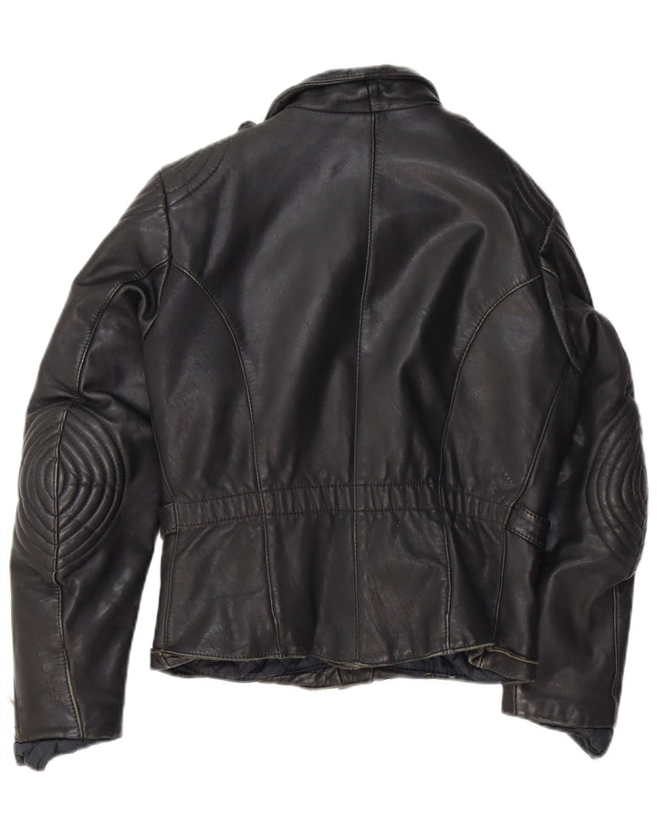 Vintage Damen Leder Bikerjacke IT 44 Mittelschwarzes Leder