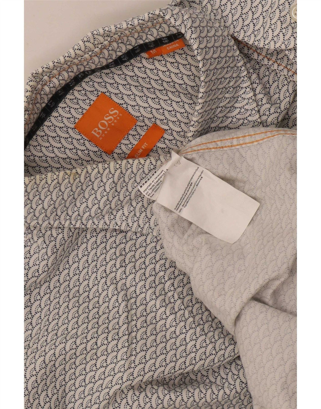 Hugo Boss Herren-Hemd mit abstraktem Muster, schmale Passform, mittelweiße Baumwolle