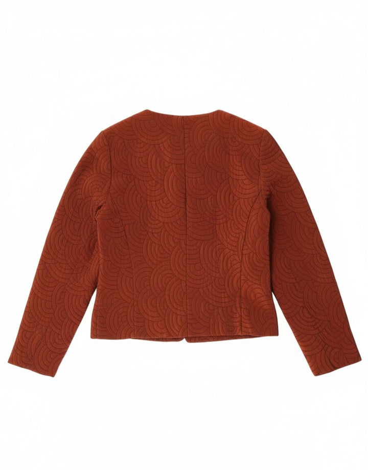 Vintage Damen 3-Knopf-Blazerjacke UK 14 Mittelbraunes geometrisches Acetat