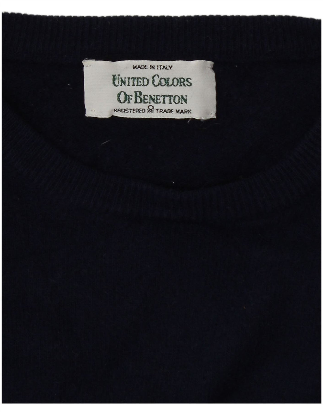 Benetton Damen-Pullover mit U-Boot-Ausschnitt, Gr. 12, mittleres Marineblau