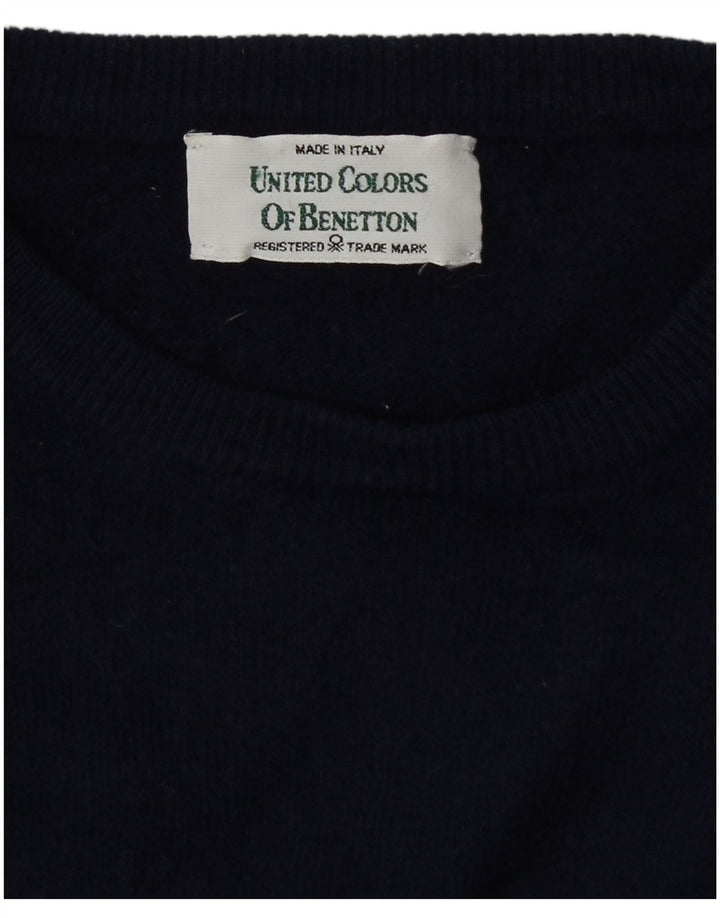 Benetton Damen-Pullover mit U-Boot-Ausschnitt, Gr. 12, mittleres Marineblau