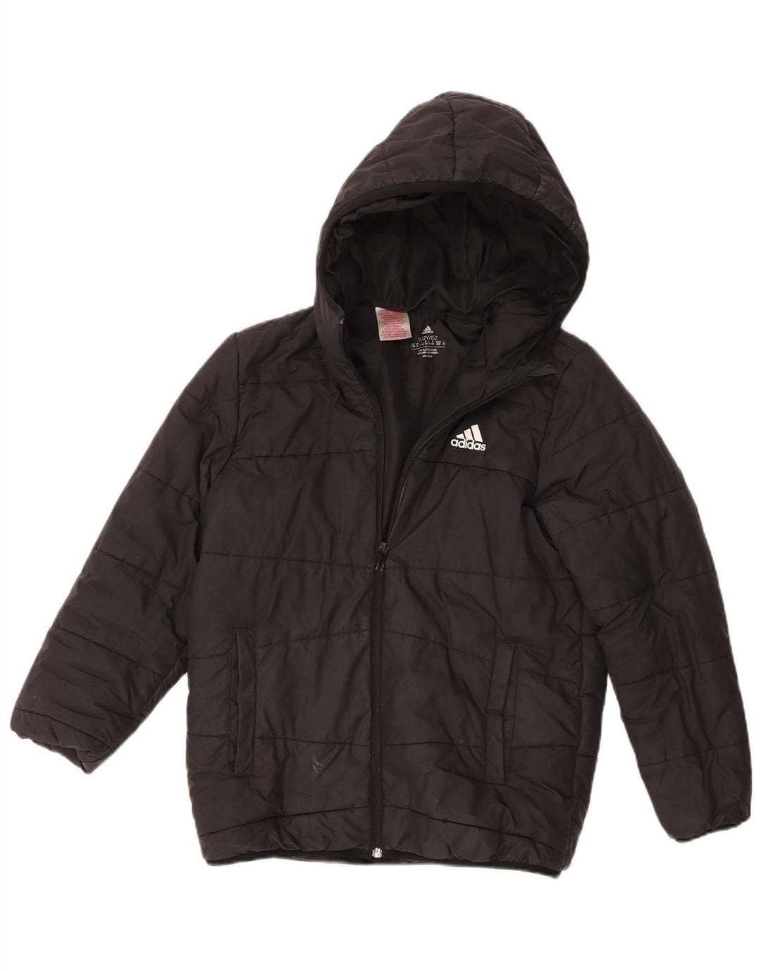 Adidas Jungen wattierte Jacke mit Kapuze, 11–12 Jahre, schwarzes Polyester