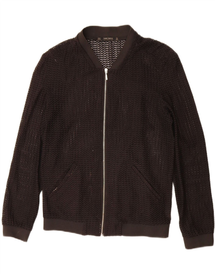 Zara Damen Durchsichtige Bomberjacke UK 14 Medium Schwarz