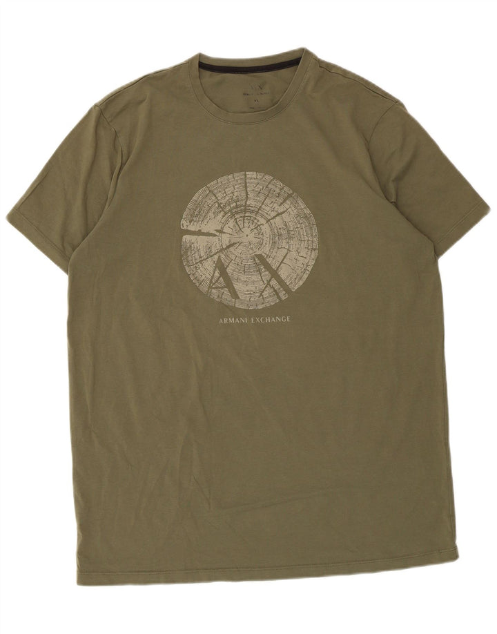 Armani Exchange Herren Grafik T-Shirt Top XL Khaki