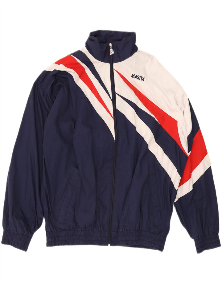 MASITA Herren-Trainingsanzug-Oberteil, Jacke, XL, Marineblau, Farbblock-Polyester