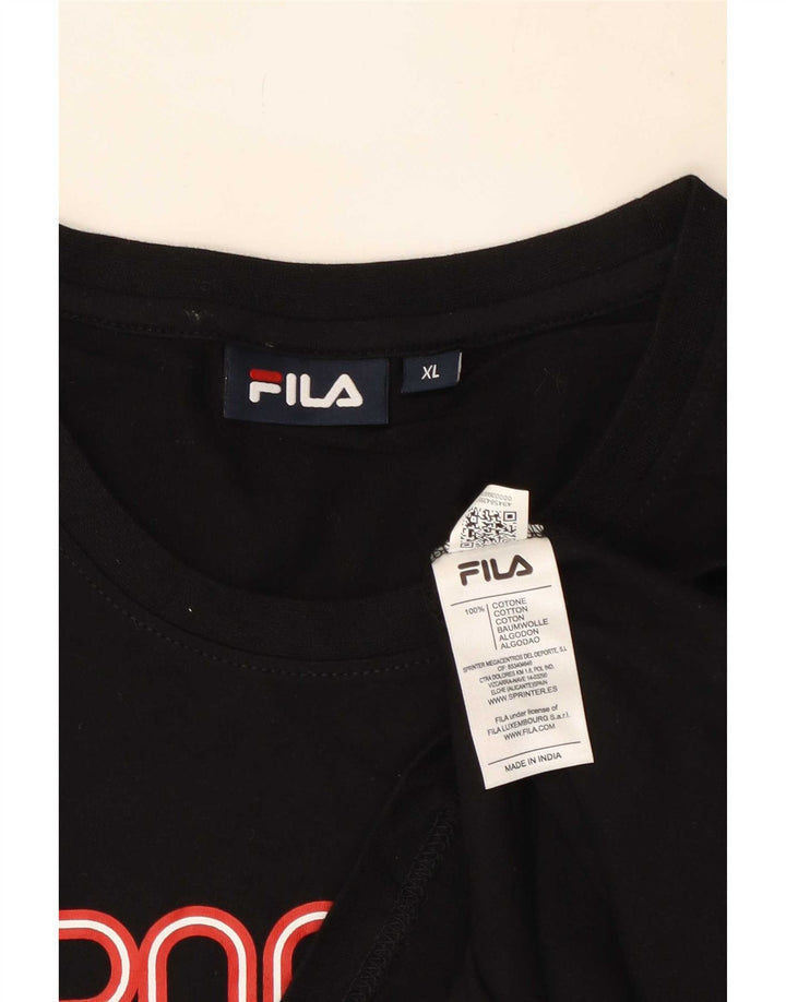 Fila Herren Grafik T-Shirt Top XL Schwarz