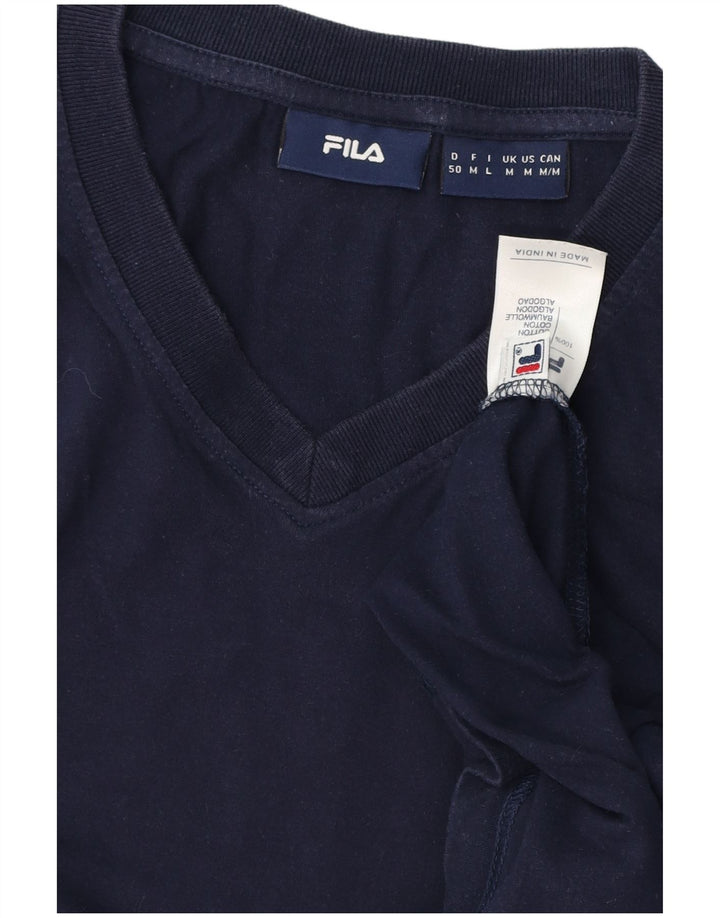 FILA Herren-T-Shirt-Oberteil aus Baumwolle in mittlerem Marineblau