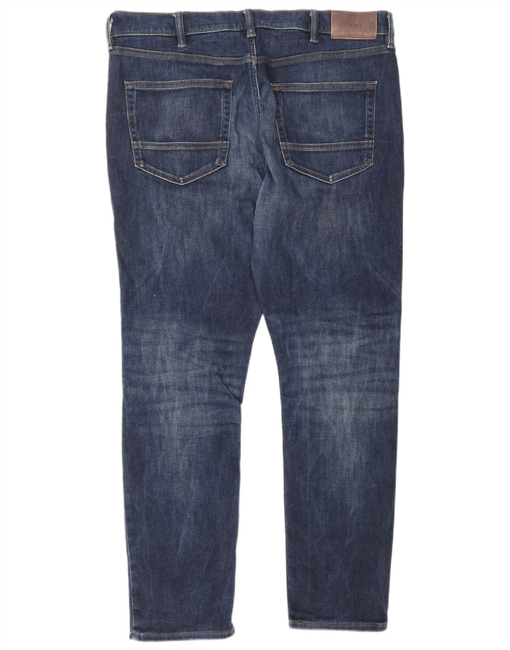 Marks & Spencer Herren Regular Slim Jeans W36 L31 Marineblaue Baumwolle