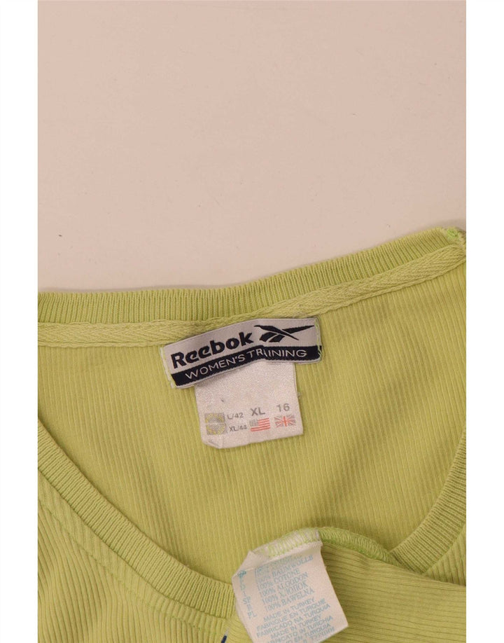 Reebok Damen Weste Top UK 16 Large Grün Baumwolle