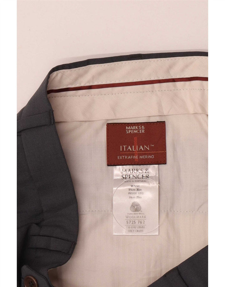 Gerade Herren-Anzughose von Marks & Spencer, W36, L29, graue Schurwolle