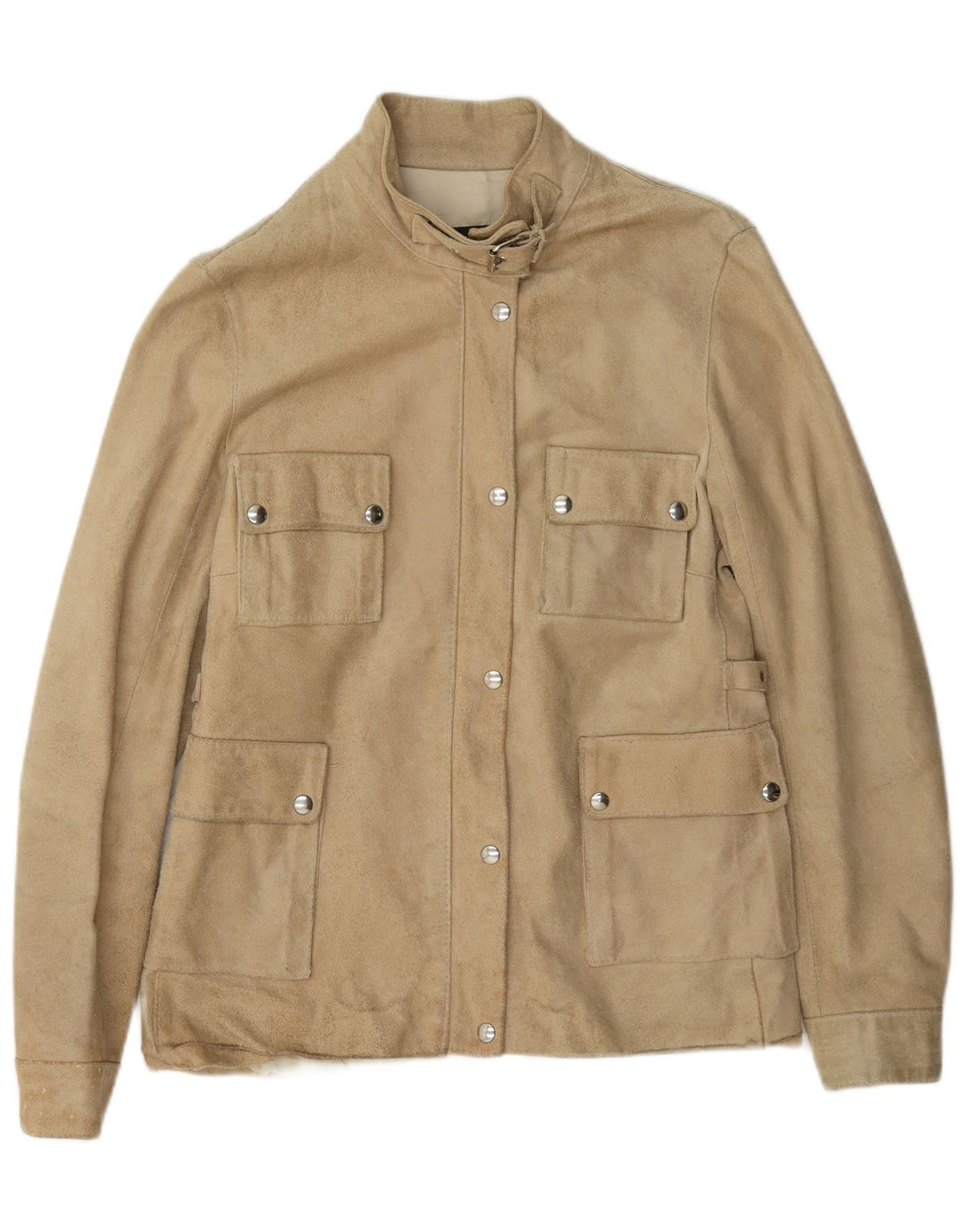 Vintage Damen Wildlederjacke UK 14 Großes Beige Leder