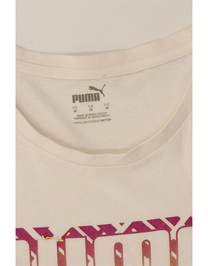 PUMA Mens Graphic T-Shirt Top Medium Off White Cotton Vintage Puma and Second-Hand Puma from Messina Hembry 