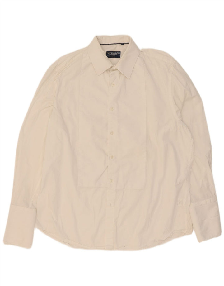 Hunt & Holditch Herren-Formalhemd, Größe 45 17 XL, weiße Baumwolle