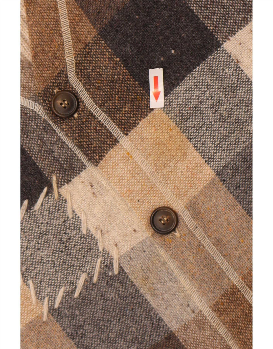 Vintage Herrenweste, groß, beige, kariert, Acryl