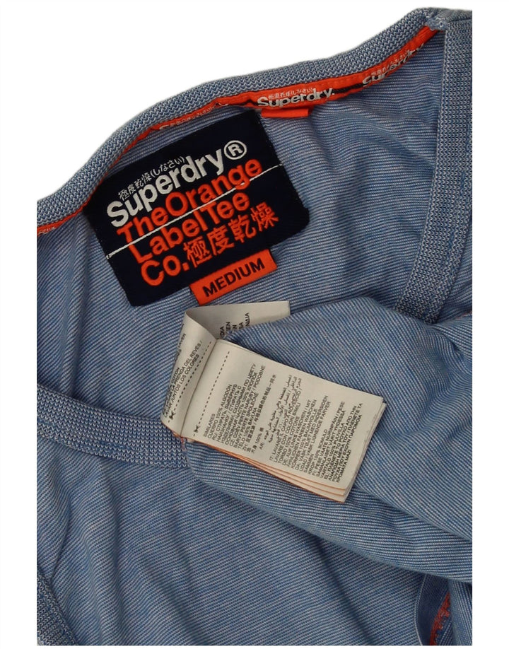 SUPERDRY Herren-Trägershirt aus mittelblauer Nadelstreifen-Baumwolle